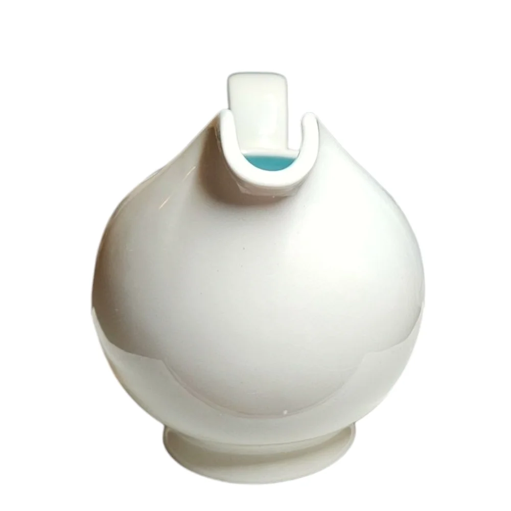 Vintage Gravy Boat Off White Pottery Aqua Inside 1960s Retro